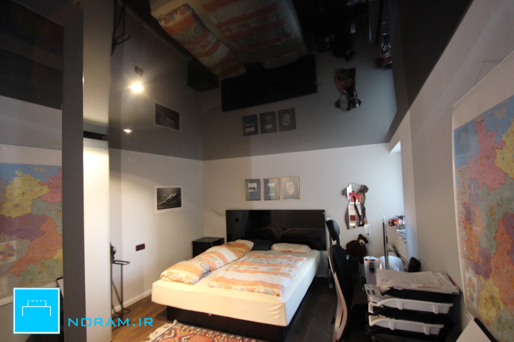 سقف کشسان لاکر مشکی اتاق خواب